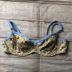 Frankie's Bikinis Yellow and Blue Floral Bikini Top
